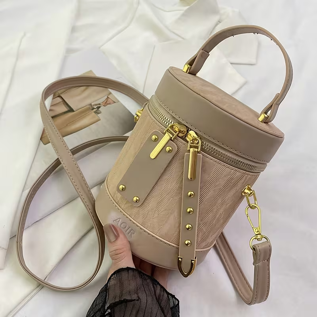 Cylindrical Crossbody Bag Featuring a High-Quality Minimalist Style